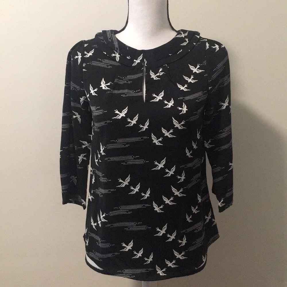 *NEW* Sunny Girl Black/White Bird Print Blouse